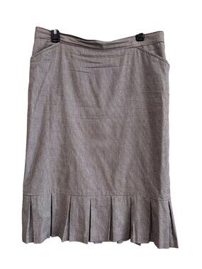 Maxime Womens Houndstooth Pleated A-Line Skirt Size 12 Black/White Cotton